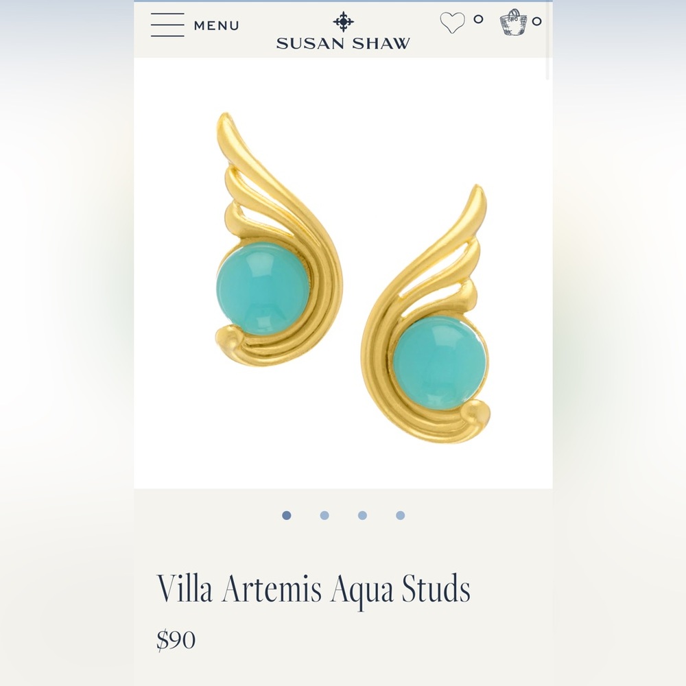 Susan Shaw NWT Villa Artemis Aqua Studs